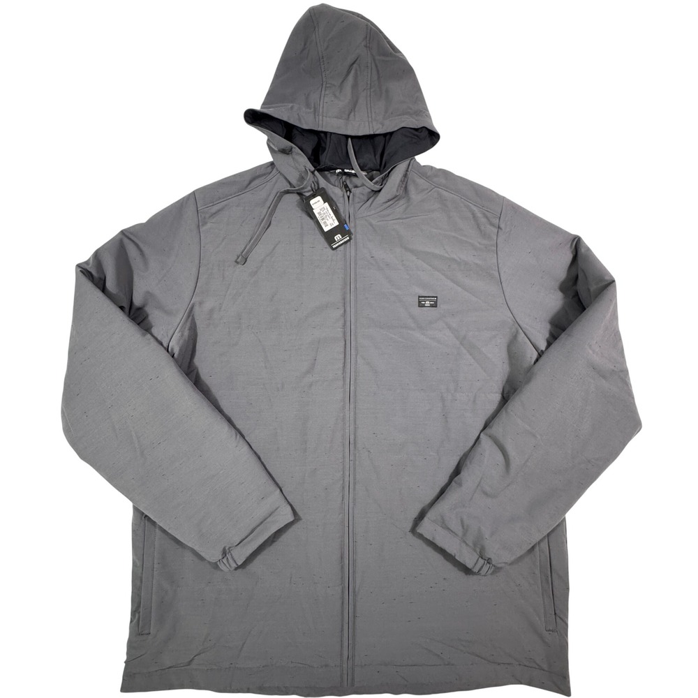 TravisMathew Every Amenity Jacket Mens 3XL‎ Grey Pinstripe Full Zip Hooded NWT